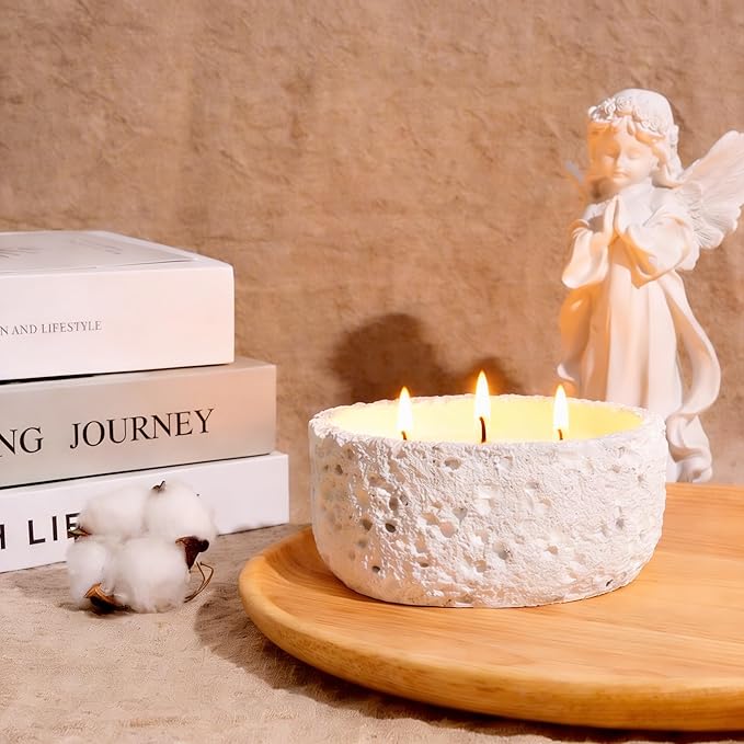 Viyffo 3 Wick 20oz Large White Scented Candle – Vanilla Dreamscape, Non Toxic Soy Candle in Matte Ceramic Jar, Perfect for Luxury Home Fragrance, Elegant Spring Décor & Premium Gift