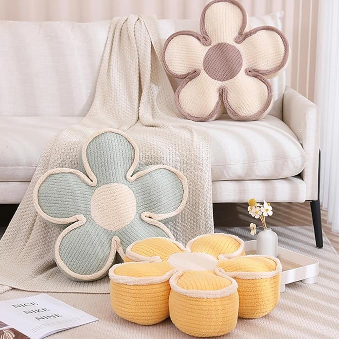 XIAIJIA 3 PCs Flower Pillow Flowers Shaped Pillow Cushion Decorative Daisy Pillow for Bed Cute Throw Pillows