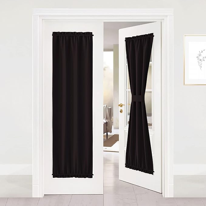 NICETOWN French Door Panel for Sidelight - Thermal Insulated Energy Efficient Blackout Patio Sliding Door Curtain Blind & Drape for Privacy (One Piece, W25 x L72-Inch, Toffee Brown)