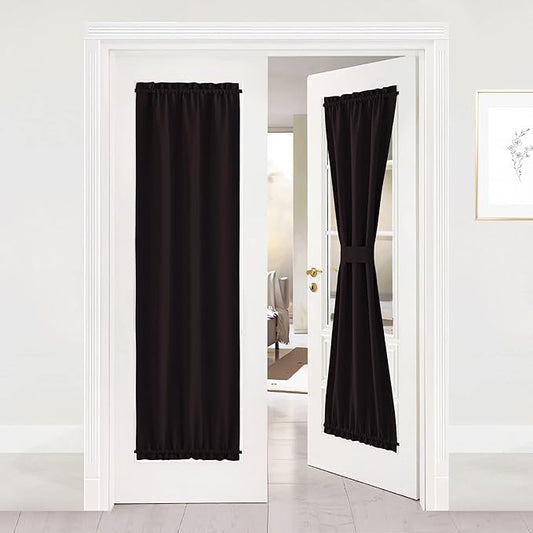 NICETOWN French Door Panel for Sidelight - Thermal Insulated Energy Efficient Blackout Patio Sliding Door Curtain Blind & Drape for Privacy (One Piece, W25 x L72-Inch, Toffee Brown)
