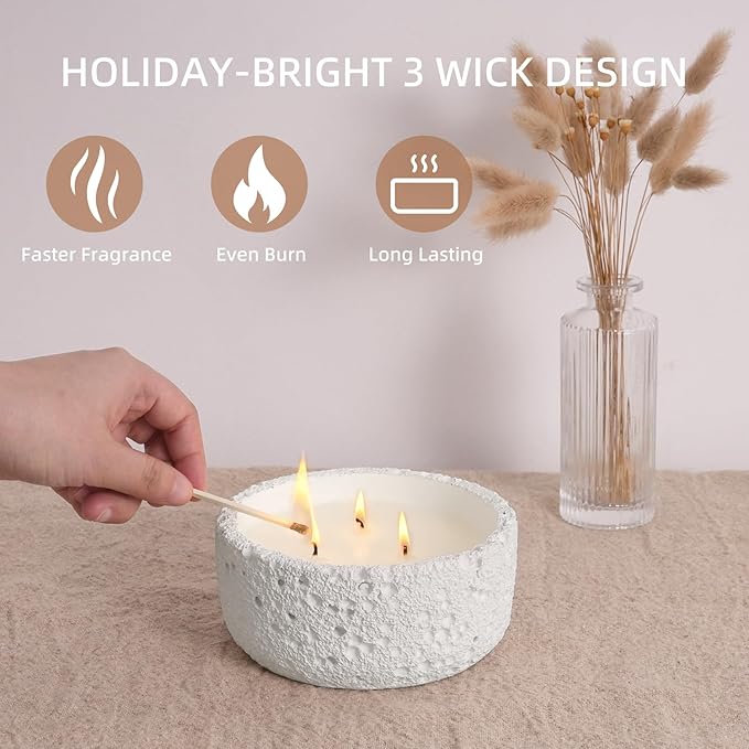 Viyffo 3 Wick 20oz Large White Scented Candle – Vanilla Dreamscape, Non Toxic Soy Candle in Matte Ceramic Jar, Perfect for Luxury Home Fragrance, Elegant Spring Décor & Premium Gift
