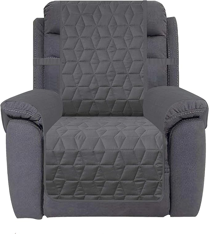 Ameritex Waterproof Nonslip Recliner Cover Christmas Decor Stay in Place, Dog Couch Recliner Cover Furniture Protector for Pets and Kids (Dark Grey, 23'')