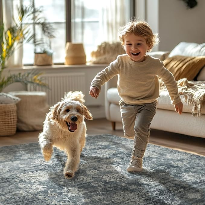 GENIMO Runner Rug for Hallways Machine Washable, 2x12 Non Slip Boho Vintage Lightweight Washable Runners, Thin Floor Rugs for Entryway Hallway Bathroom Laundry Room Corridor, Ashen Taupe