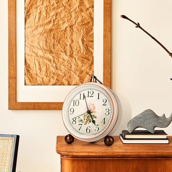 Maxspace Classic Vintage Clock - Elegant and Decorative Analog Clocks,Silent Non-Ticking Clock with Distressed Metal Frame for Office, Living Room or Bedroom - Image 8