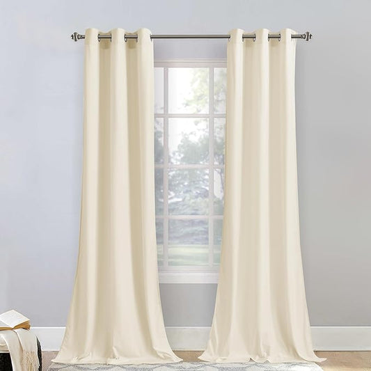 StangH Ivory Velvet Curtains Elegant Decor for Wedding Backdrops, 90 inches Super Soft Window Covering Panels Light Dimming for Sliding Door Heat & Cold Resistant for Laundry, W42 x L90, Set of 2