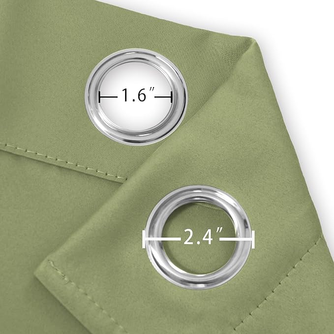 LEMOMO Blackout Curtains 66 x 84 inch/Sage Green Curtains Set of 2 Panels/Thermal Insulated Room Darkening Bedroom Curtains