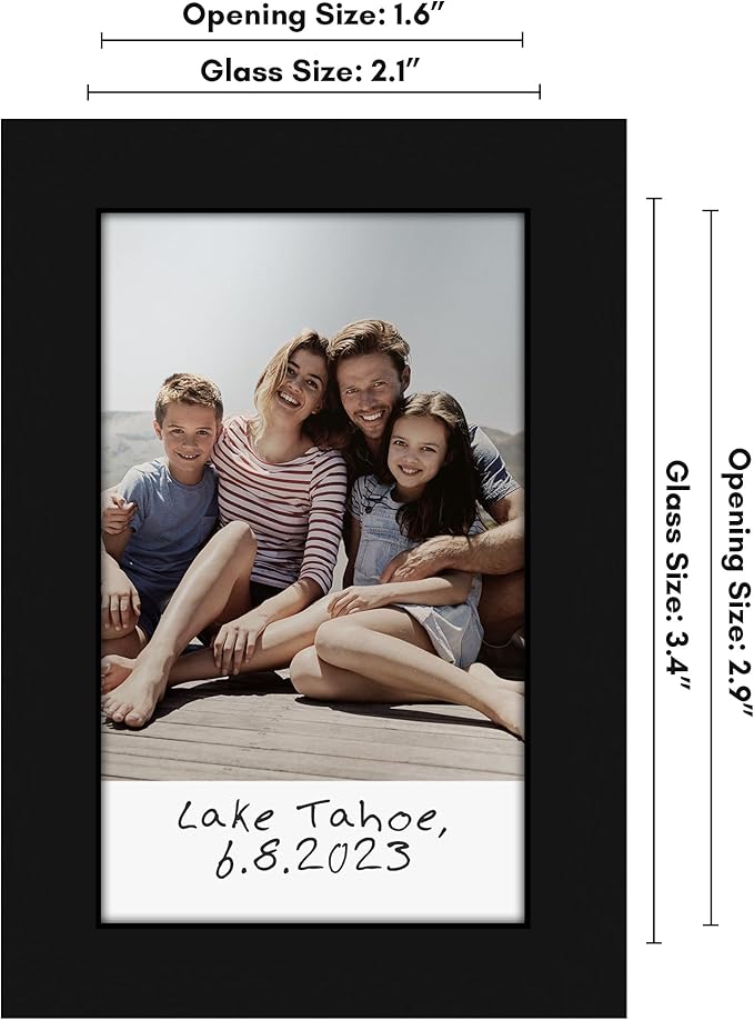 Americanflat 2x3 Picture Frame - Use as 2x3 Frame for Instant-Print Photos - Black Mini Picture Frames for Tabletop and Wall Display with Polished Crystal-Clear Glass