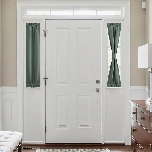 NICETOWN Blackout Side Door Curtains, Front Door Curtains for Small Window, Privacy Shades for Sidelight, Thermal Insulated Window Covering, Dark Mallard, 1 Panel, W12 X L40 Inches Long