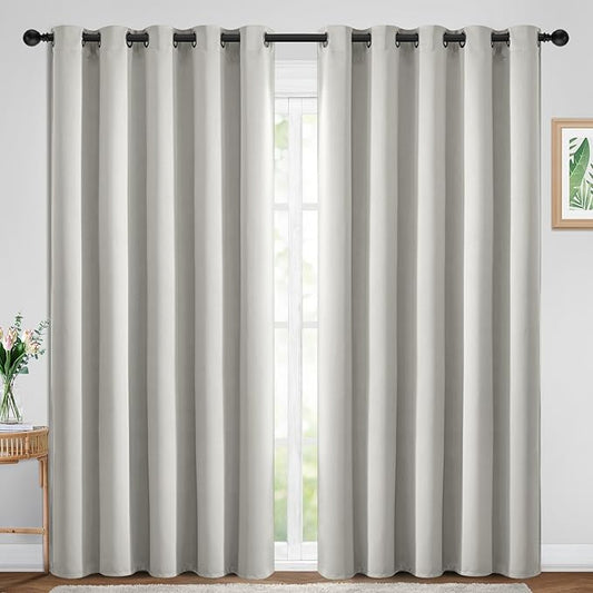 Yakamok Blackout Curtains Room Darkening Thermal Insulated Window Panels,Solid Grommet Top Drapes for Bedroom/Living Room(70Wx84L, Light Beige, 2 Panels)