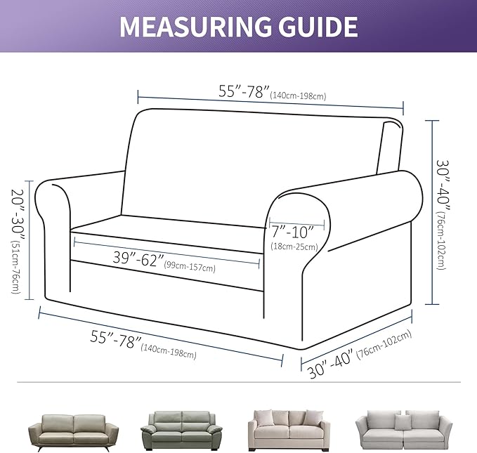 Joccun Stretch Loveseat Couch Cover Slipcover, 1-Piece Sofa Cover for 2 Cushion Couch Spandex Jacquard Washable Furniture Protector Cover for Living Room,Kids,Pets（Loveseat,Seal Brown）