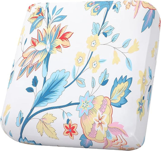 hyha Printed Couch Cushion Covers, Floral Sofa Covers Washable for Cushion Couch, Stretch Pattern Outdoor Cushion Covers for Patio Furniture with Elastic Bottom(Small, White Paisley)