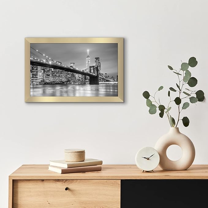 Americanflat 8.5x14 Picture Frame with Shatter-Resistant Glass - Signature Collection - Gallery-Style Frames Made of Engineered Wood - Photo Frame for Wall Display - Gold