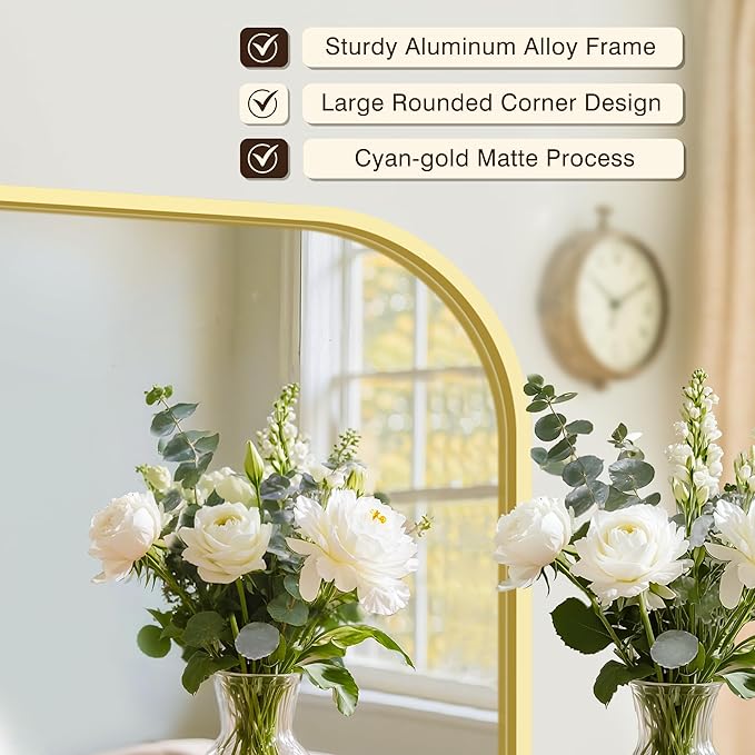 FICTOR Bathroom Vanity Mirror for Wall, 2 Pack 26" x 38" Rectangle Bathroom Mirror for Over Sink, Metal Framed, Hangs Horizontally or Vertically(Gold)