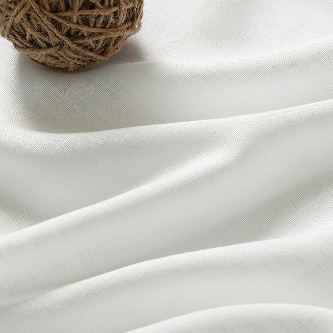 Ivory Kitchen Cafe Curtains 45 Inch Length 2 Panel Set Back Tab Rod Pocket Semi Sheer Light Filtering Short Curtain Farmhosue Small Curtains for Basement Window Bathroom Living Room 52x45 Inches Long