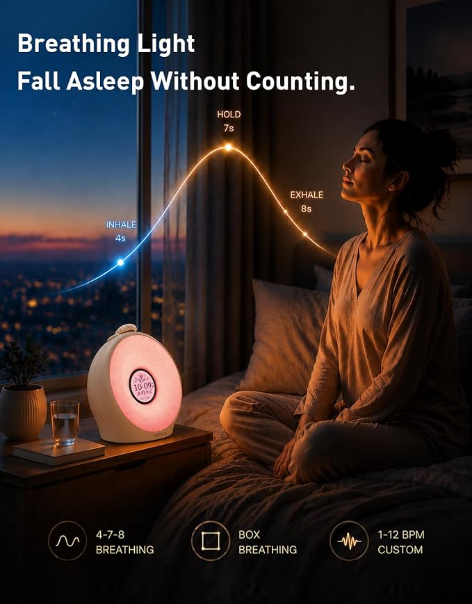 Dekala Sunrise Alarm Clock for Heavy Sleepers with Pulse Wake, Sunset Sound Machine with Breathing Ambient Light, Loud Alarm for Bedrooms, Wake Up Light, Digital Color Display & 7 Themes, No App - Image 5
