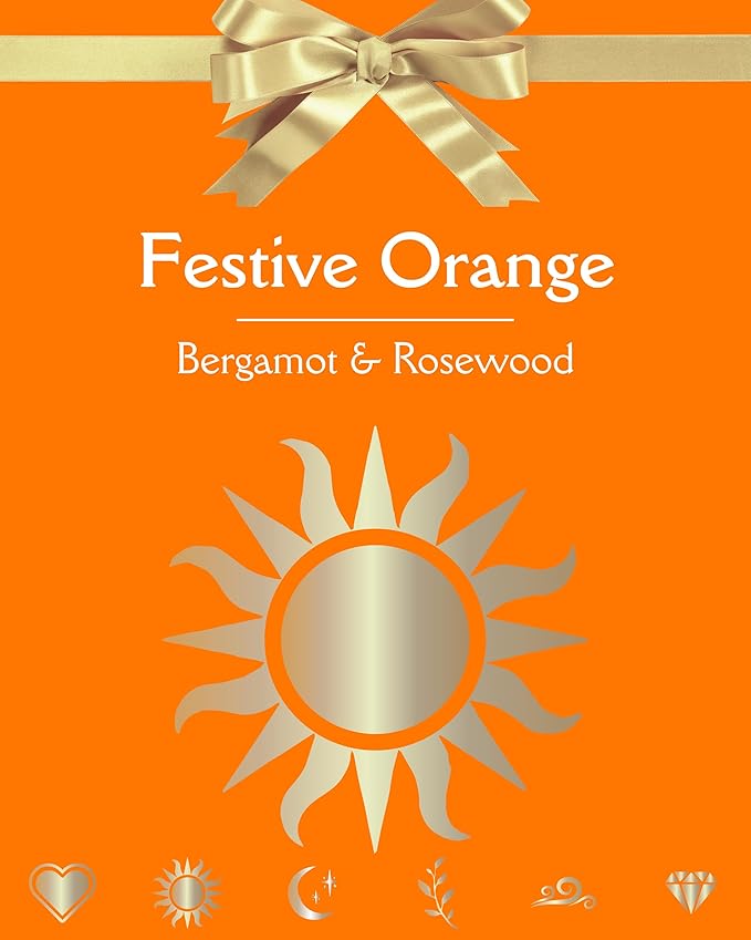 Orange Candle | Bergamot & Rosewood w/Gold Sun Symbol | Luxury Candle for Date Night, Spring Scented Home Decor, Love & Coworker Gifts