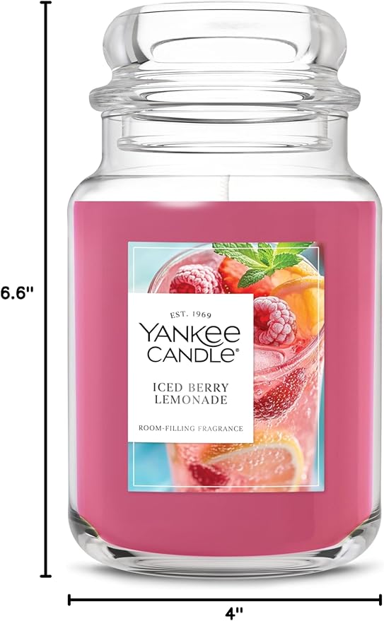 Yankee Candle Iced Berry Lemonade, Scented Candle, 22oz Large Jar with up to 150 Hour Burn Time, Giftable