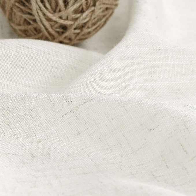 Cream Linen Curtains 99 Inches Long 2 Panels Set Back Tab Rod Pocket Semi Sheer Light Filtering Window Curtain Drapes Neutral Modern Aesthetic Long Curtains for Living Room Bedroom Decor 52x99