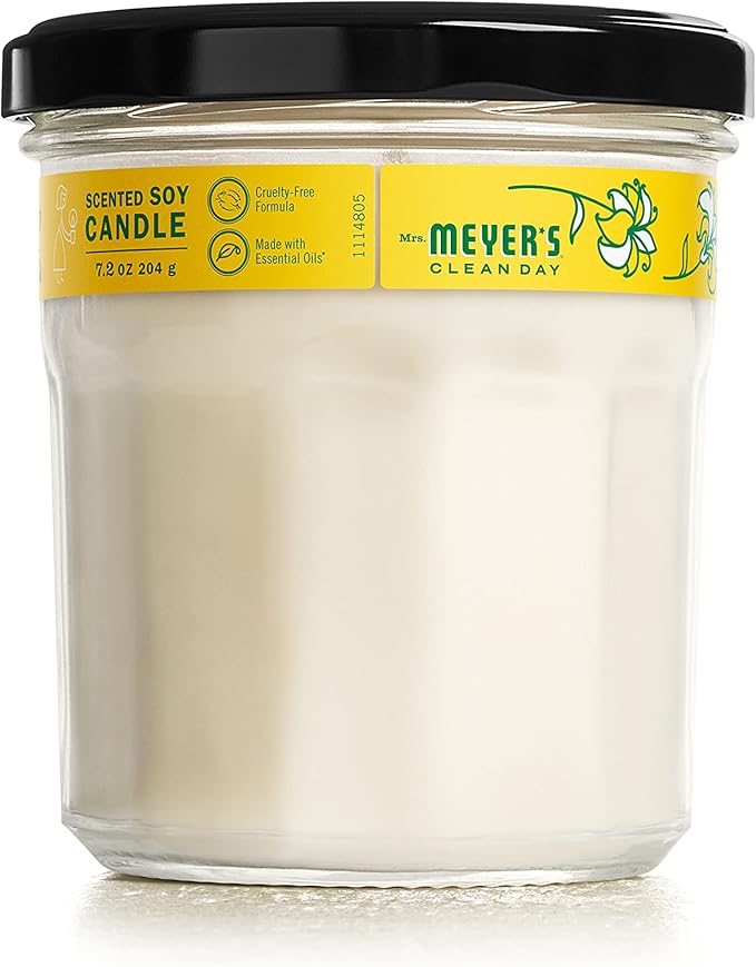 MRS. MEYER'S CLEAN DAY Soy Aromatherapy Candle, 35 Hour Burn Time, Made with Soy Wax and Essential Oils, Honeysuckle, 7.2 Oz (Pack of 2)