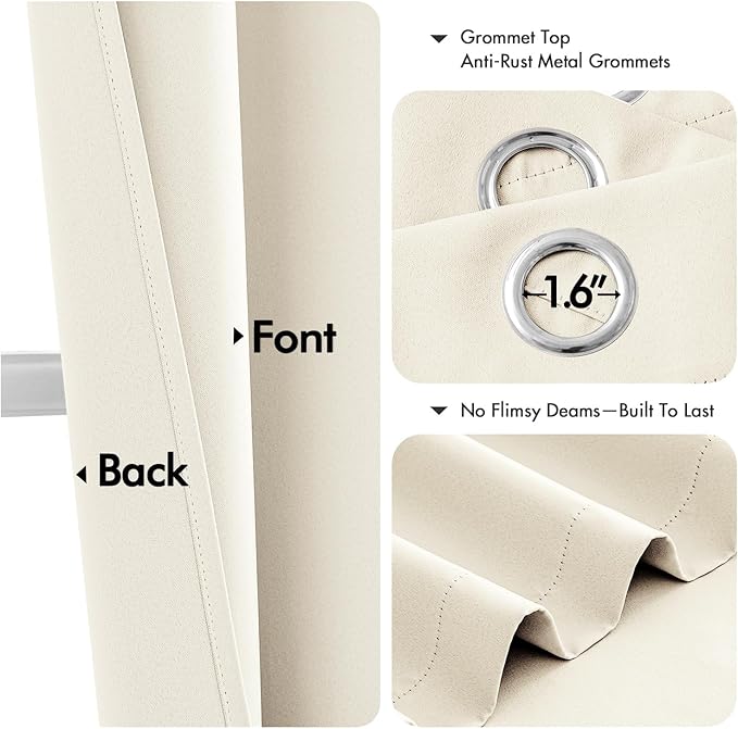 MIULEE Birch Blackout Curtains for Bedroom Living Room 45 Inches Long 2 Panels, Thermal Insulated Room Darkening Drapes Grommet Noise Reducing Light Blocking Window Treatments 40x45 Inch