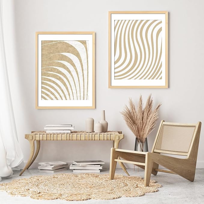 Egofine 18x24 Poster Frame Set of 2 Solid Wood Frame with Plexiglass Matted for 16x20 for Wall Mounting Hanging Picture Frame Vertically or Horizontally, Natural Wood