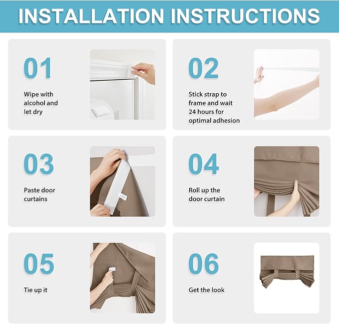 RYB HOME Blackout Door Curtain - Privacy Thermal Insulated Front/Tricia/Patio French Door Window Curtains Sidelight Curtain Tie up Shade, W34 x L69 inch, 1 Panel, Mocha