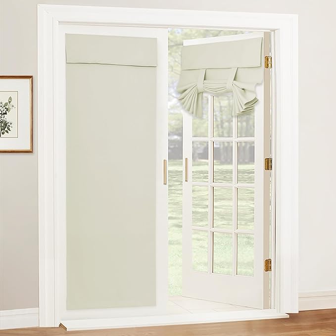 RYB HOME French Door Curtain, Privacy Protect Thermal Insulated Glass Window Drapes for Front/Patio French Door Living Room Dining, W26 x L80, 1 Panel Light Beige
