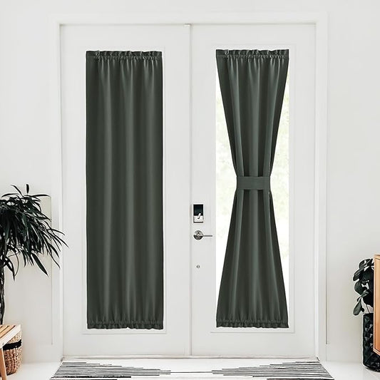 NICETOWN Door Curtains 72 inche Long, French Door Shades for Doorway Privacy, Thermal Insulated Window Covering for Bedroom, 30 inches Wide, Dark Mallard, 1 Panel