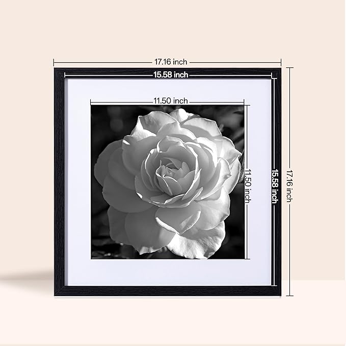 eletecpro 16x16 Picture Frames Set of 9 Classic Gallery Wall Frame Set, Displays 12x12 or 16x16 without Mat, Black Picture Frames Collage Wall Decor, Big Frames for Home Decor