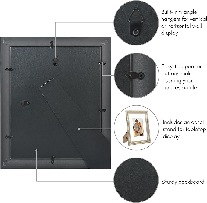 Americanflat 8x10 Picture Frame with Shatter-Resistant Glass - Use as 5x7 Frame with Mat or Display 8x10 Photo Without Mat - Ornate Picture Frames for Wall and Tabletop Display - Silver