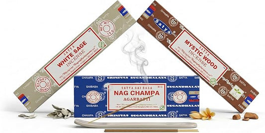 Satya Sai Baba Nag Champa Agarbatti, 250gms Hand Rolled Fine Quality Incense Sticks for Purification, Relaxation, Positivity, Yoga, Meditation (NC250 Pack of 3 -Mystic)