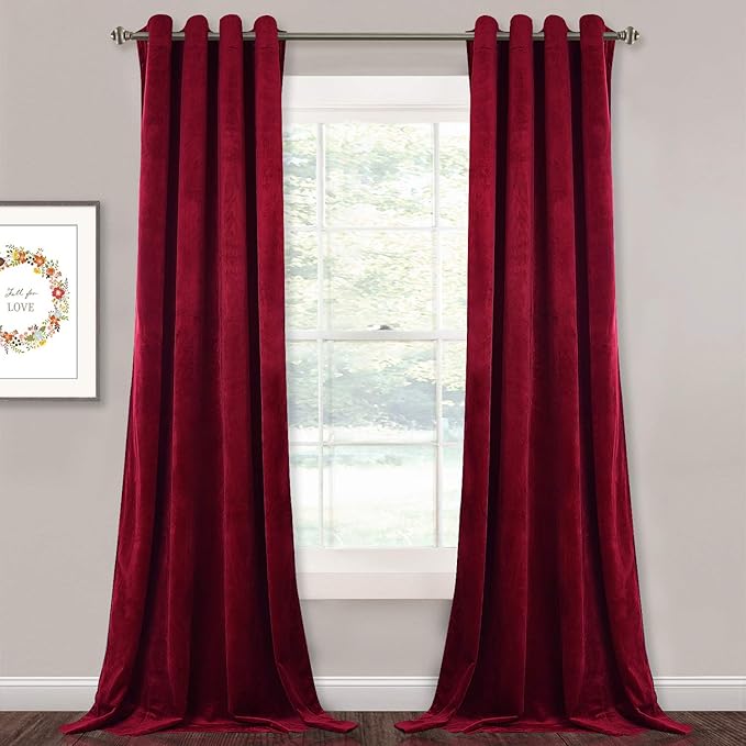 StangH 102 inches Long Red Velvet Curtains Christmas Decor Backdrops for Party, Super Soft Warming Drapes with Grommet Light Blocking Privacy Protection for Hotel/Bedroom, W52 x L102, 2 Panels