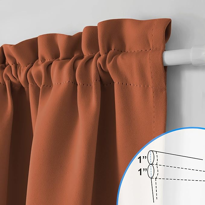 NICETOWN French Door Curtains for Kitchen Window, Farmhouse Front Curtains for Living Room Decor, Thermal Insulated Temporary Door Cover for Halloween, (1 Panel, Burnt Orange, 54 x 72 Inch)