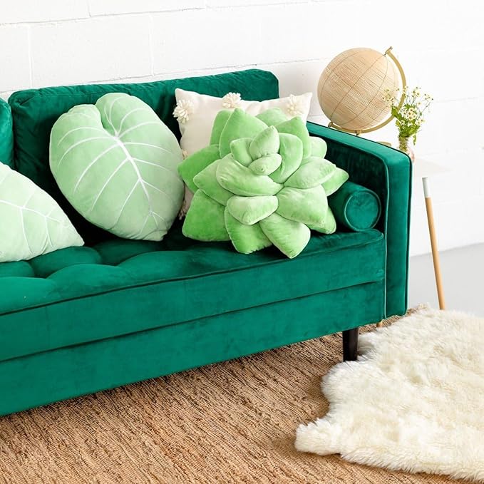 Green Philosophy Co. Succulent® Pillow 20" – Soft 3D Decorative Flower Throw Pillow, Unique Sage Green Plush Flower Cushion, Perfect for Couch, Sofa, Bedroom Decor, Gift for Plant Lovers