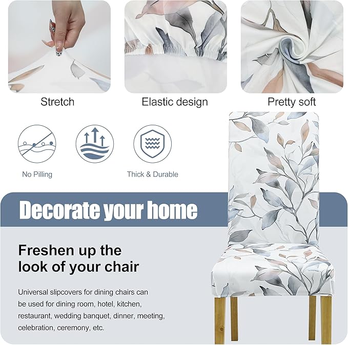 BIETYONE Chair Covers,Dining Room Chair Covers Set of 4,Stretch Kitchen Chair Cover,Washable Dining Chair Cover,Parsons Chair Slipcovers Protective,for Home,Restaurant,Banquet