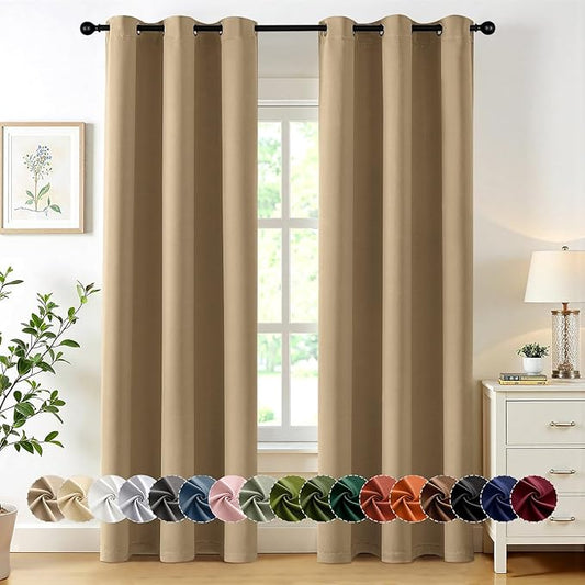 MIULEE Taupe Brown Blackout Curtains for Bedroom Living Room 84 Inches Long 2 Panels, Thermal Insulated Room Darkening Drapes Grommet Noise Reducing Light Blocking Window Treatments 40x84 Inch