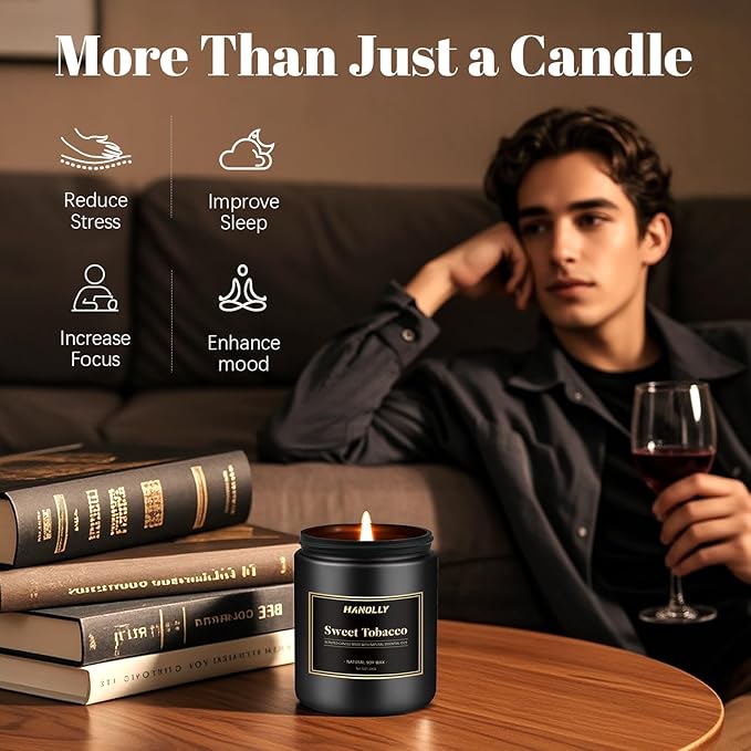 Mens Scented Candle Gift Set, 6 Pack Candles for Men,Gifts for Dad & Father, Soy Candles for Home Scented, 42 oz Long Lasting Aromatheraspy Candle, Maculine Manly Jar Candle Kit