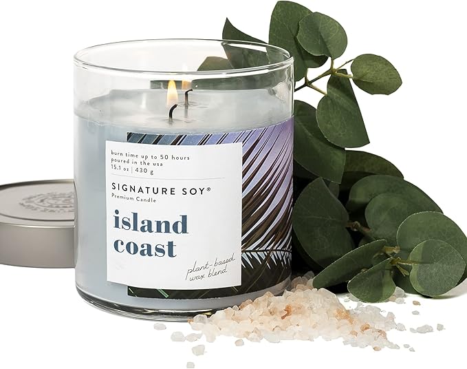 Signature Soy Lidded Island Coast Scented Candle, Large Jar