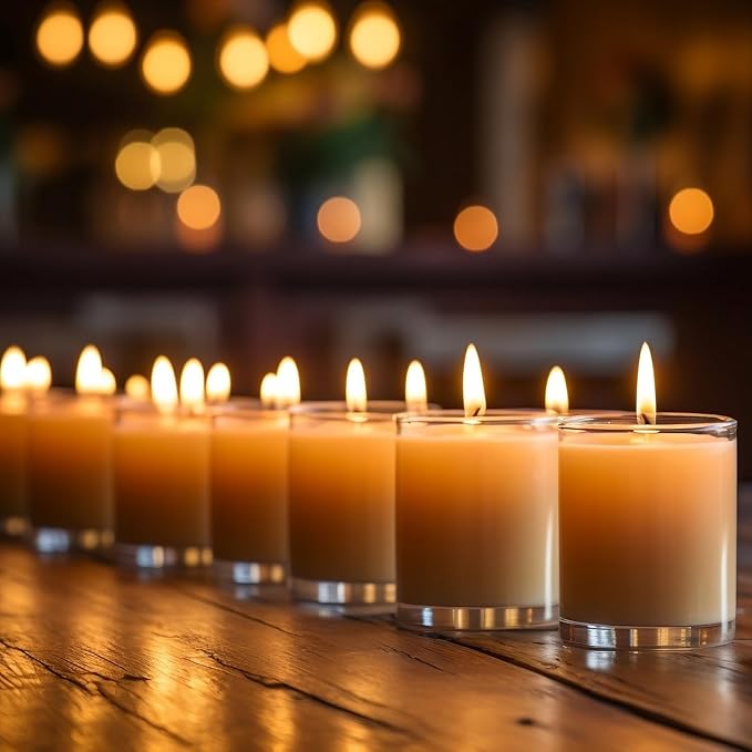 72 Pack White Unscented Clear Glass Filled Votive Candles. Hand Poured Wax Candle Ideal Gifts for Aromatherapy Spa Weddings Birthdays Holidays Party