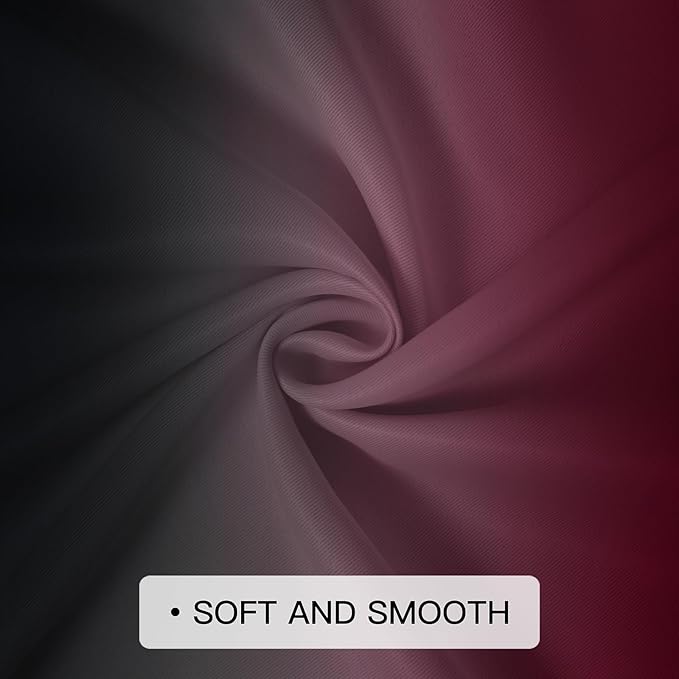 COSVIYA Curtains & Drapes Burgundy Red and Black Curtains 84 inch Length 2 Panels,Full Room Darkening Grommet Insulated Thermal Window Curtains for Bedroom/Living Room,52x84inches