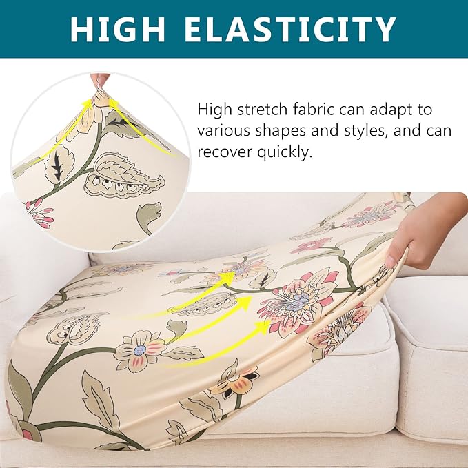 hyha Printed Couch Cushion Covers, Floral Sofa Covers Washable for Cushion Couch, Stretch Pattern Outdoor Cushion Covers for Patio Furniture with Elastic Bottom(Small, Tropical Flowers)