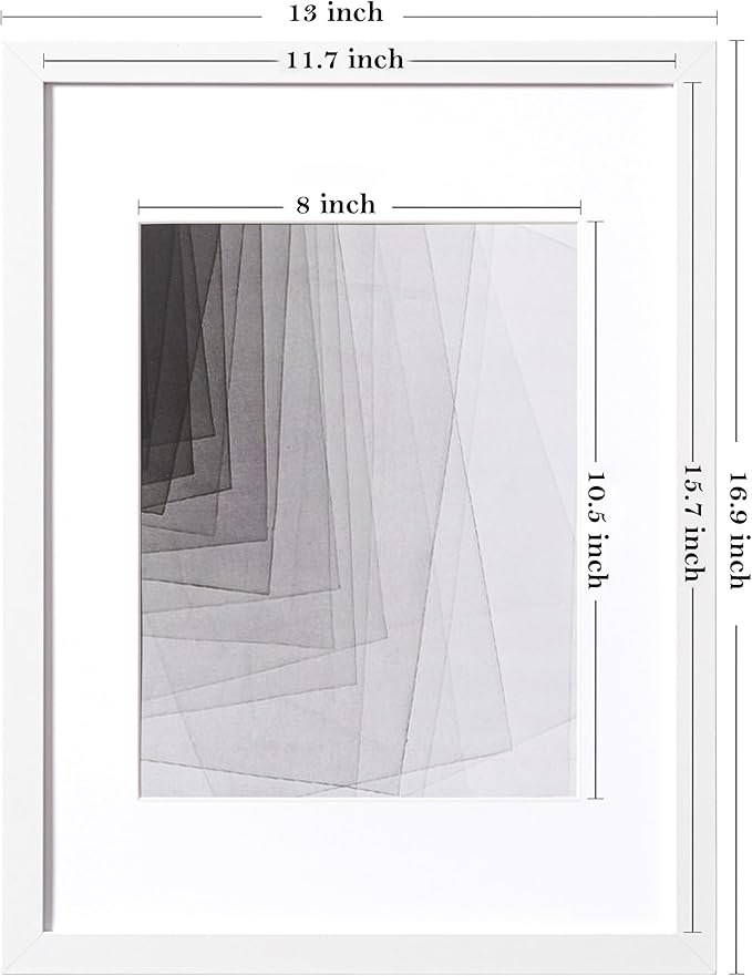 eletecpro 12x16 Picture Frames Set of 5, Gallery Wall Frame Display 8.5x11 Photo with Mat or 12x16 without Mat, Picture Frame Collage Wall Decor for Wall Mounting, White