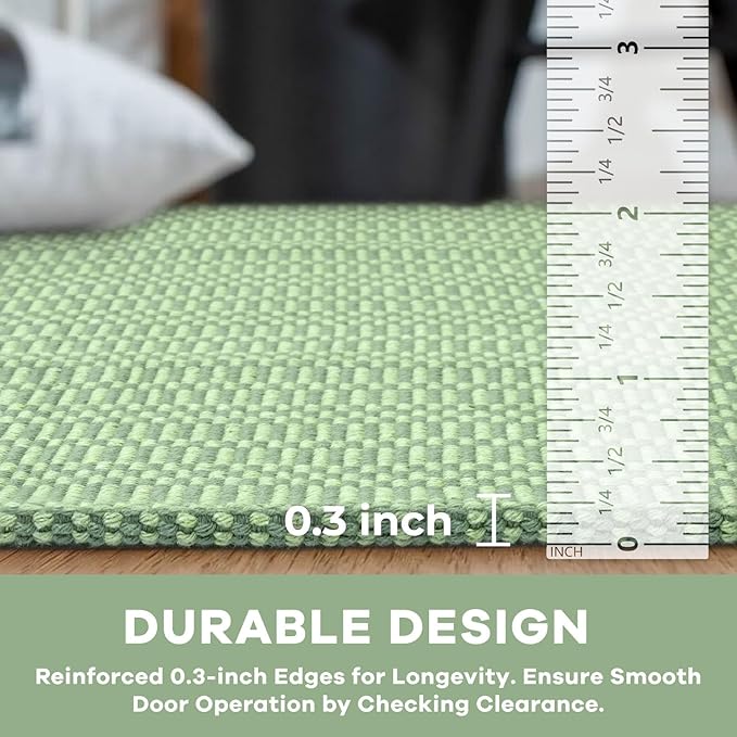 KOZYFLY Washable Area Rug 2x3 Ft Small Entryway Rug Indoor Door Mat Throw Rugs with Rubber Backing, Braided Cotton Floor Carpet for Front Entrance Bathroom Kitchen Foyer, Sage Green