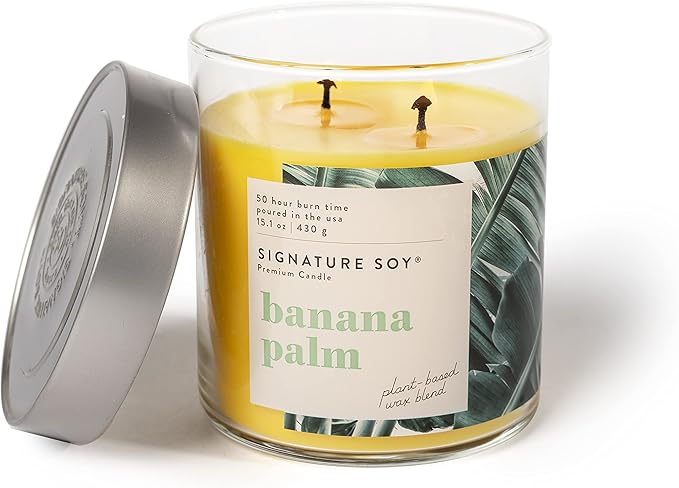 Signature Soy Lidded Banana Palm Scented Candle Large Jar
