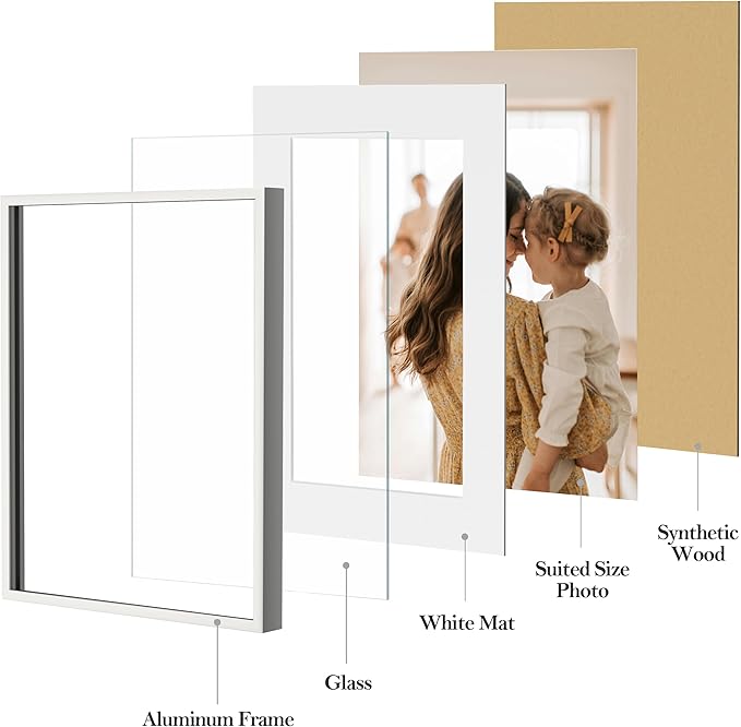 eletecpro Aluminum Gallery Wall Frame Set of 10, Including 2Pcs 8x10, 4Pcs 5x7, 4Pcs 4x6 Photo Frames for Wall or Tabletop Display, Multiple Sizes Picture Frames Collage Wall Decor, Silver