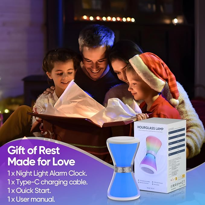 RGB Night Light Alarm Clock, Digital Alarm Clock with Hourglass Shape - Image 7
