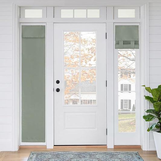 RYB HOME Sidelight Door Curtain - Full Privacy Thermal Insulated French Door Glass Window Drapes for Patio/Front/Living Room, W12 x L69 inch, 1 Panel, Sage Green