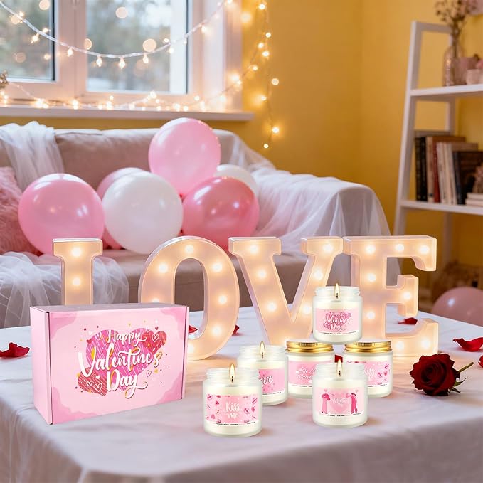 Set of 12 Valentines Scented Candles -3.5oz Romantic Candle Gifts for Her,Wife, Girlfriend,Wedding Day,Anniversary, Long Lasting Soy Candles