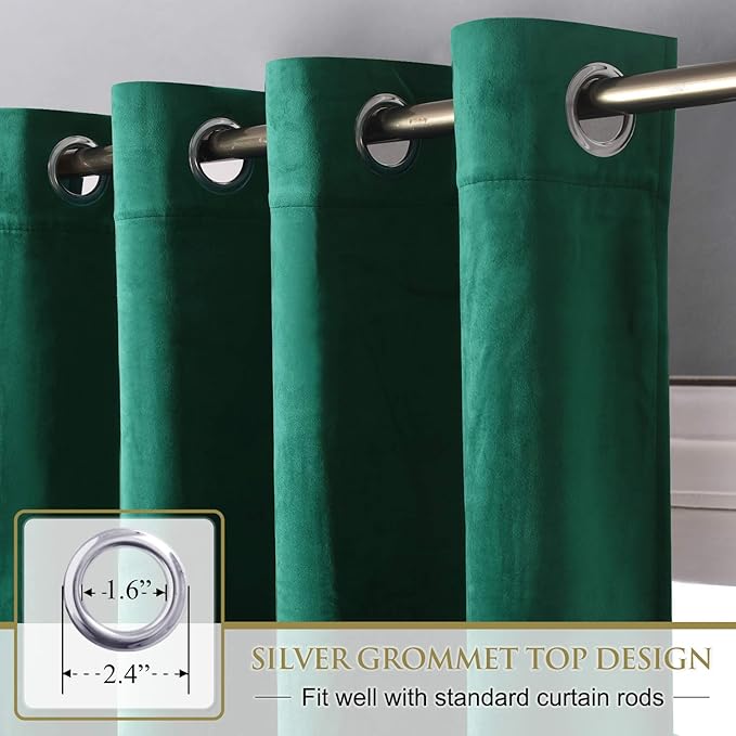 StangH Emerald Green Curtains 90 inches Long for Bedroom, Super Soft Luxury Velvet Room Darkening Drapes Elegant Home Decor for Living Dining Room, W52 x L90 inches, 2 Panels