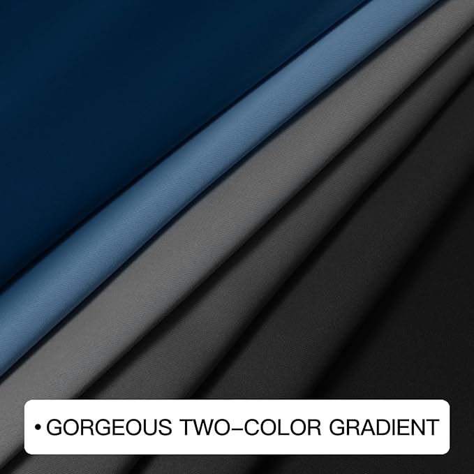 COSVIYA Curtains & Drapes Dark Blue and Black Curtains 84 inch Length 2 Panels,Full Room Darkening Grommet Insulated Thermal Window Curtains for Bedroom/Living Room,52x84inches